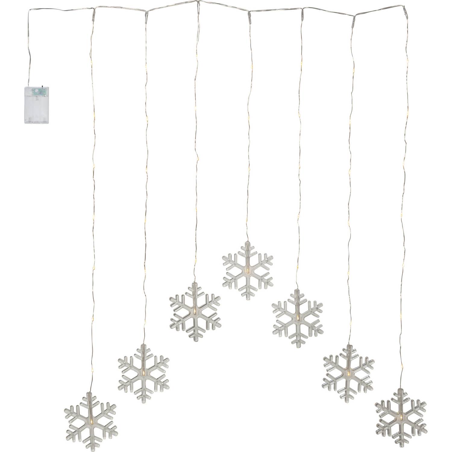 Ljusgardin Star Trading Dew Drop Snowflake Hängande Gardinslinga med Snöflingor LED