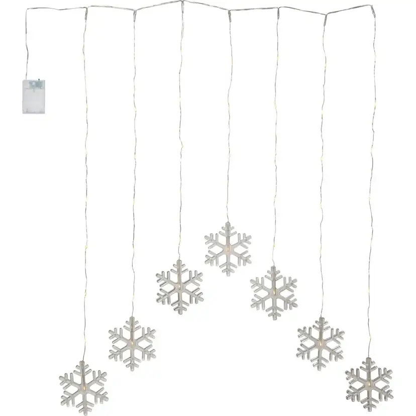 Ljusgardin Star Trading Dew Drop Snowflake Hängande Gardinslinga med Snöflingor LED