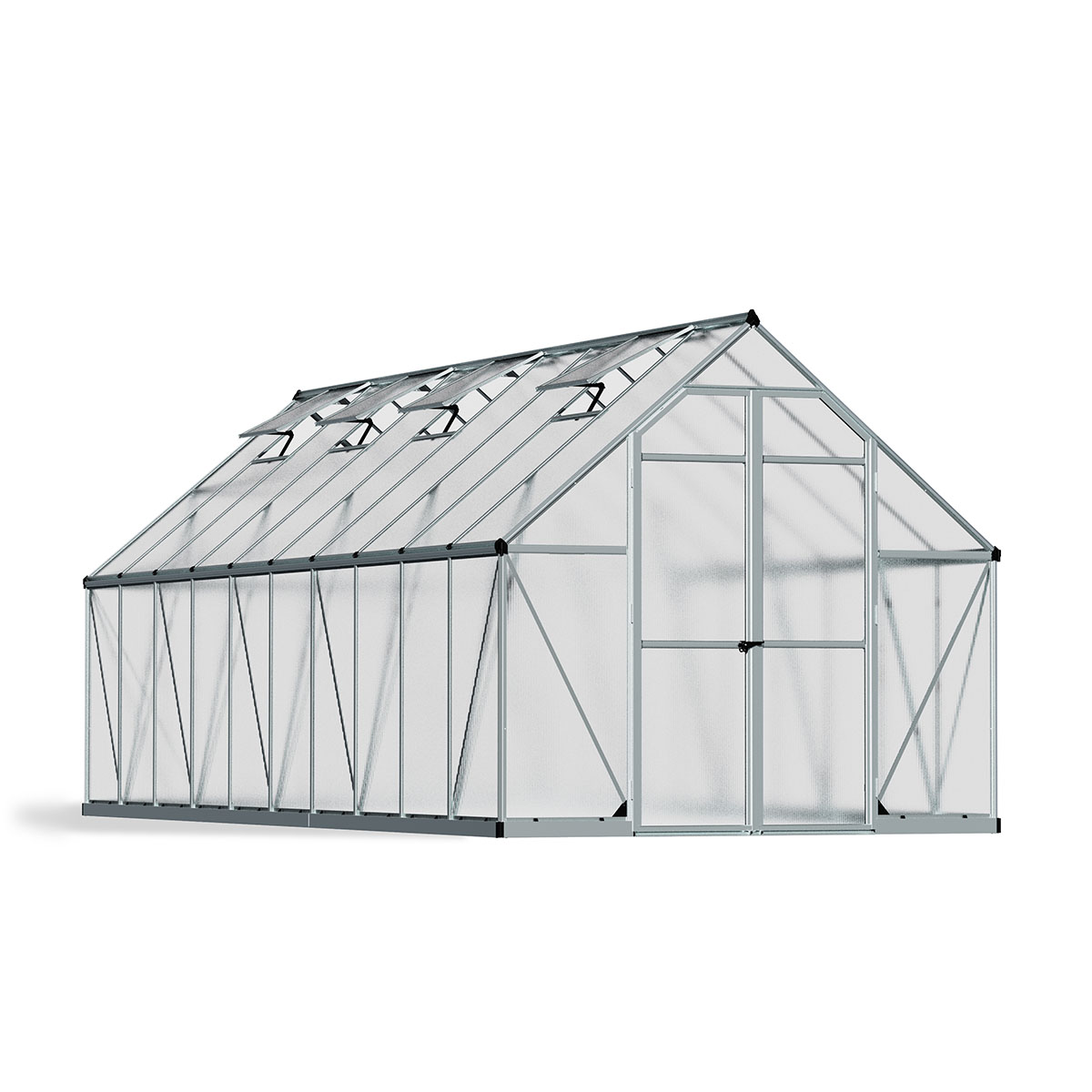 Växthus Canopia by Palram Essence Aluminiumram med UV-Skyddad Polykarbonat & Ventilationsfönster, 11,8 m²