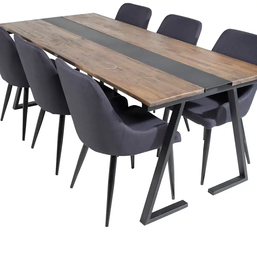 Matgrupp Venture Home Jane med 6 Plake Stolar Mörk Teak