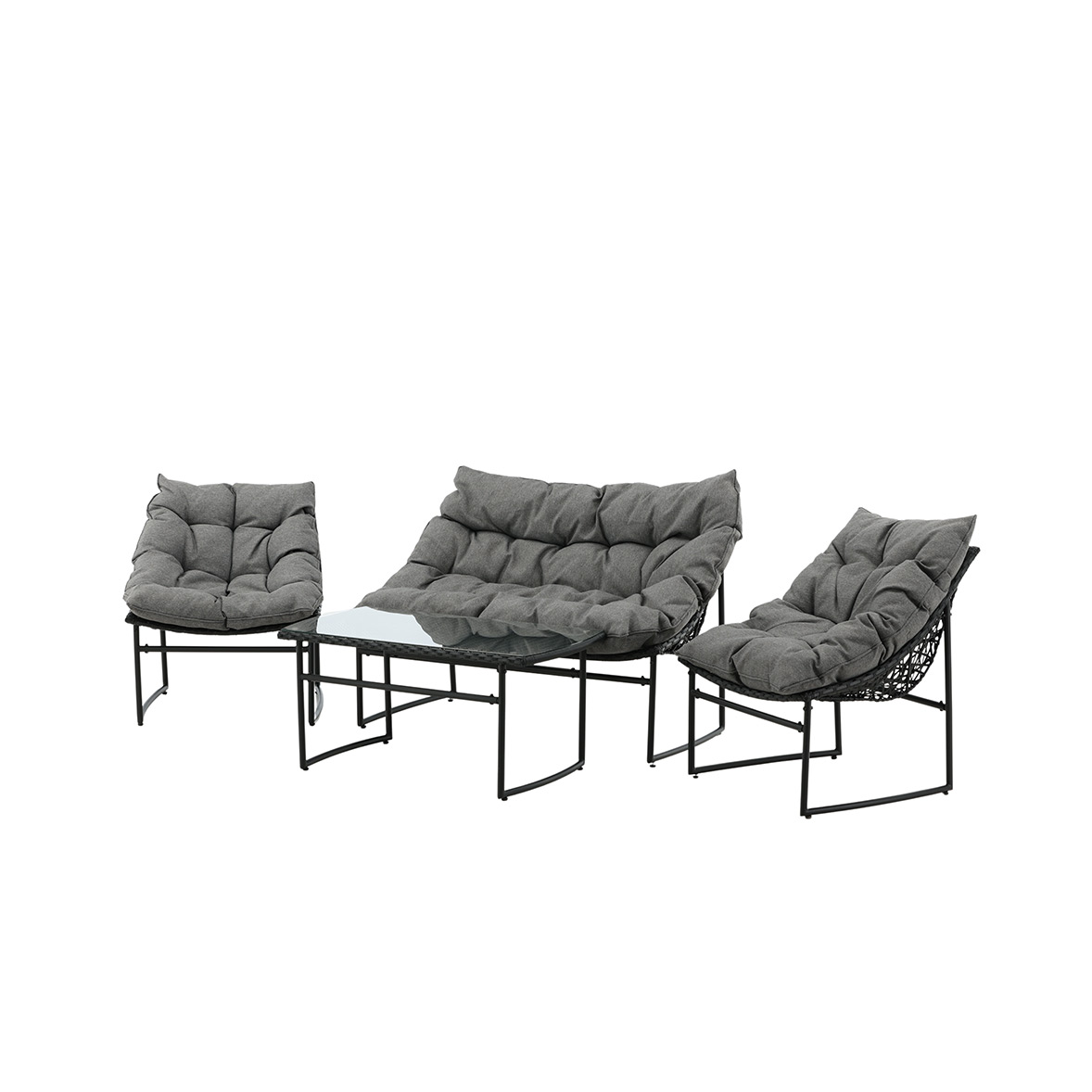 Loungeset Venture Home Ture Soffgrupp Svart med Dynor Utomhus