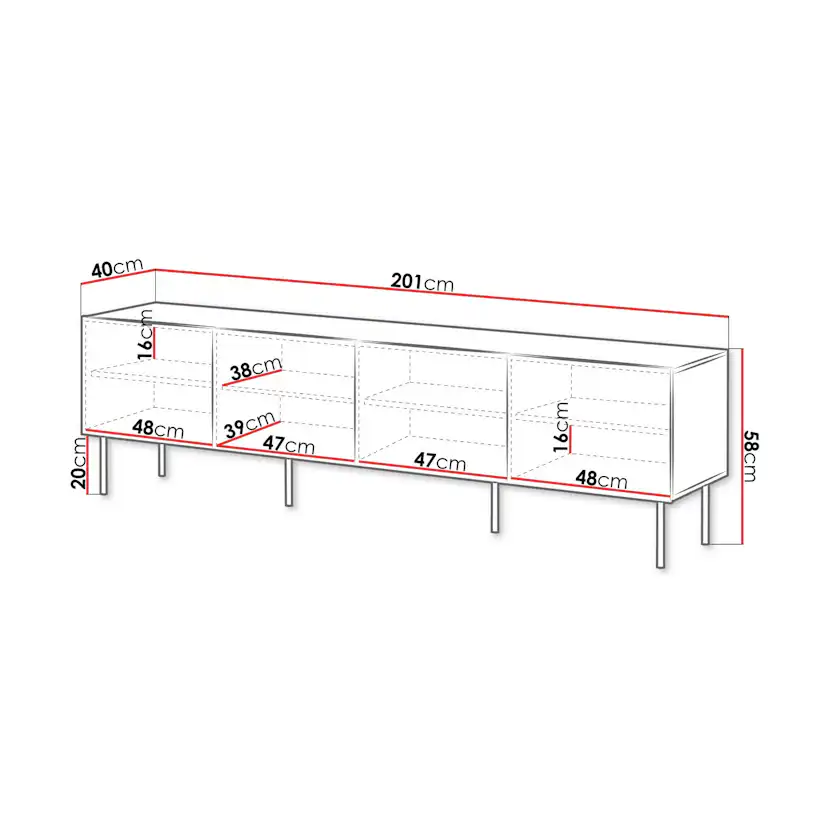 Tv-Bänk Scandinavian Choice Hammarstrand 201 cm med förvaring