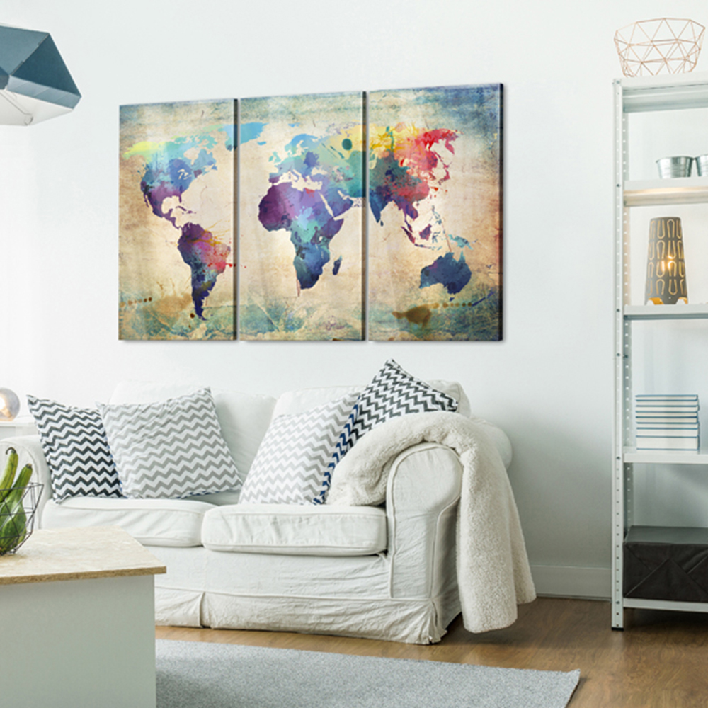 Foto på akryl - Rainbow Map [Glass] 90x60 Mått: 90x60 cm
