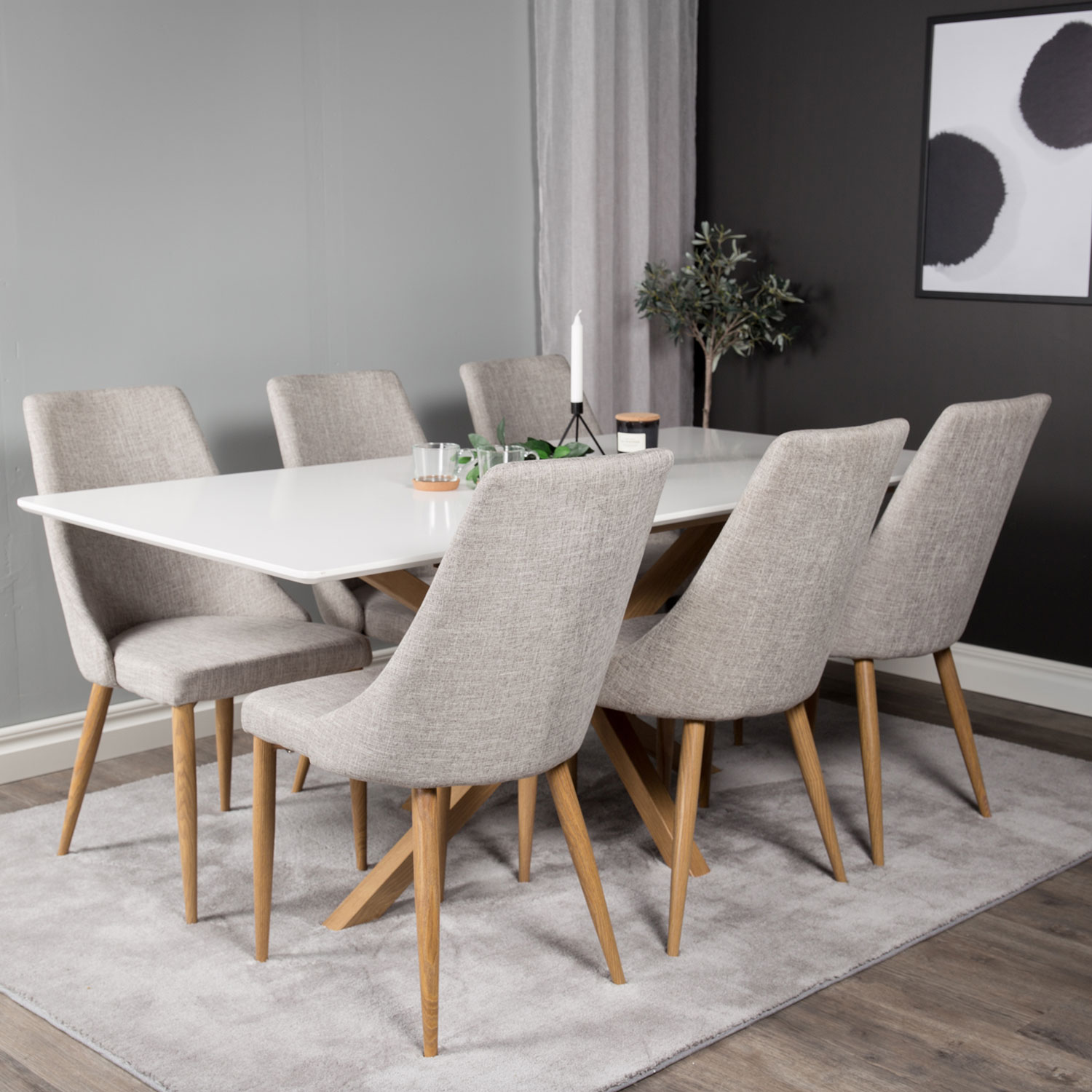 Matgrupp Venture Home Piazza 180 cm med 6 Leone stolar