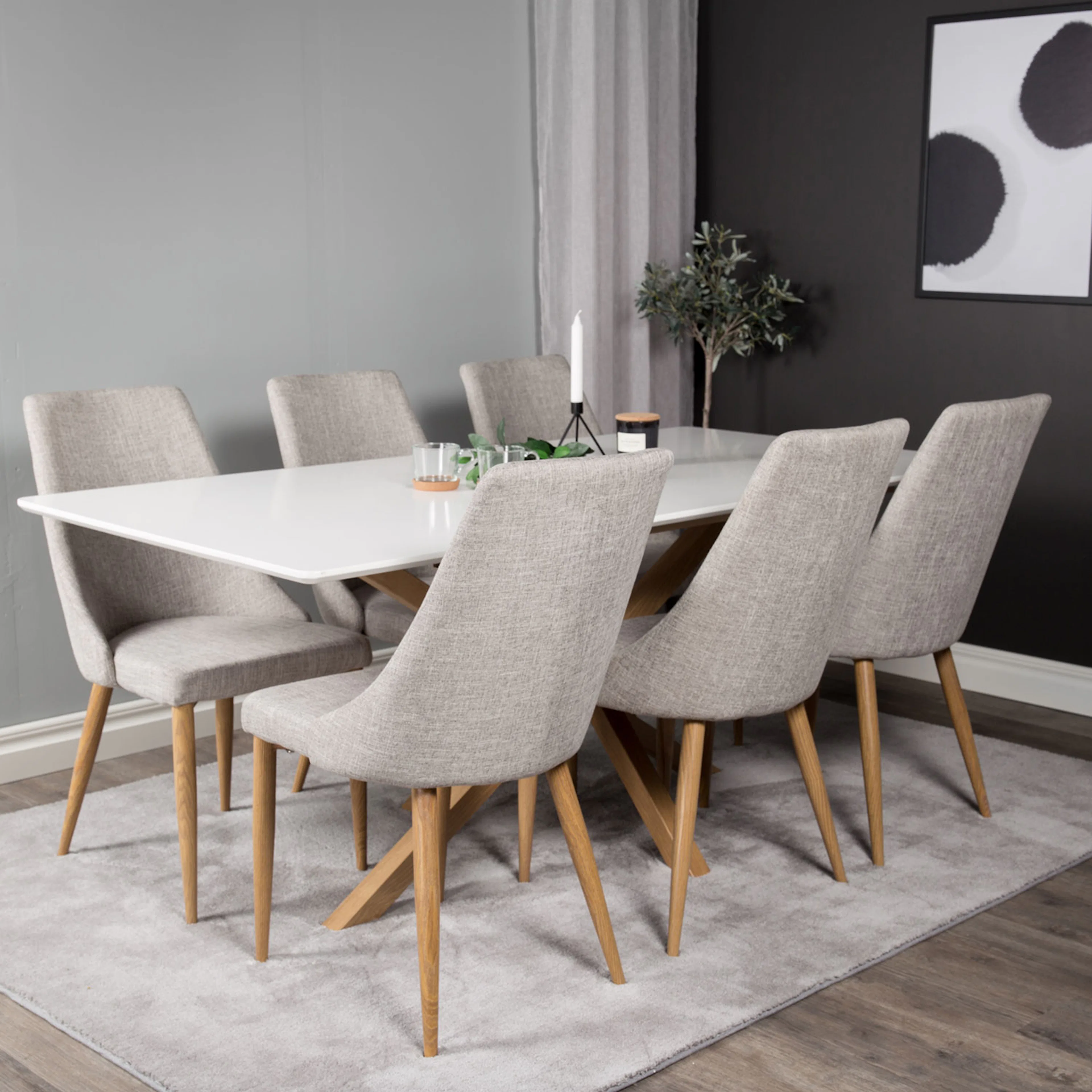 Matgrupp Venture Home Piazza 180 cm med 6 Leone stolar