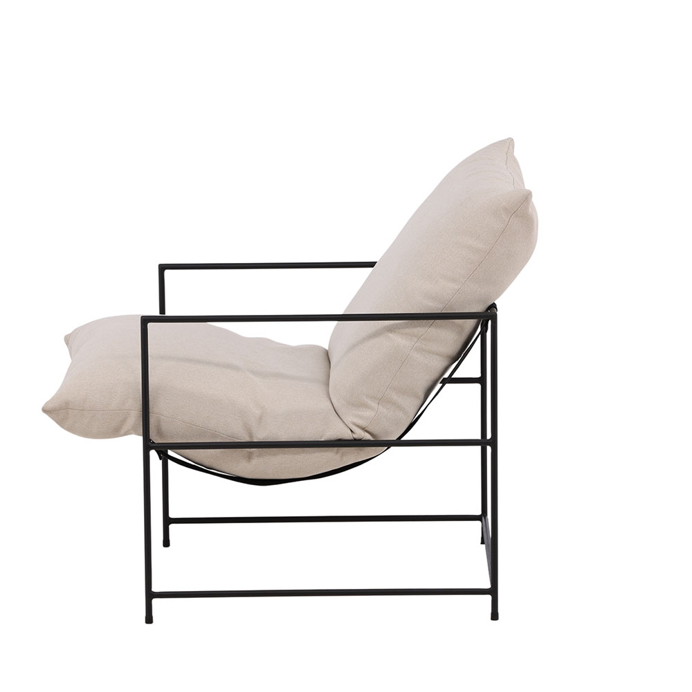 Fåtölj Venture Home Sedalia Beige Linne med Svart Minimalistisk Stålstomme