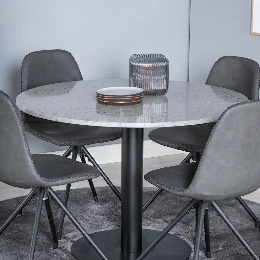 Matgrupp Venture Home Roxanna med 4 Pobbie Stolar med Snurrfunktion Konstläder Runt