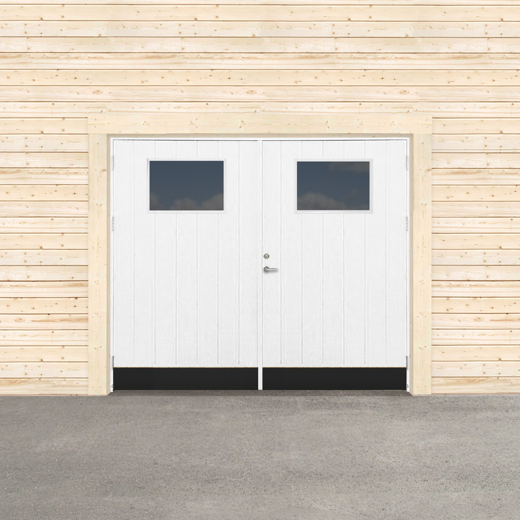 Garageport Sveadörren Kall Glasfönster Grundmålad