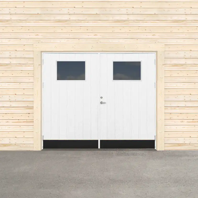 Garageport Sveadörren Kall Glasfönster Grundmålad