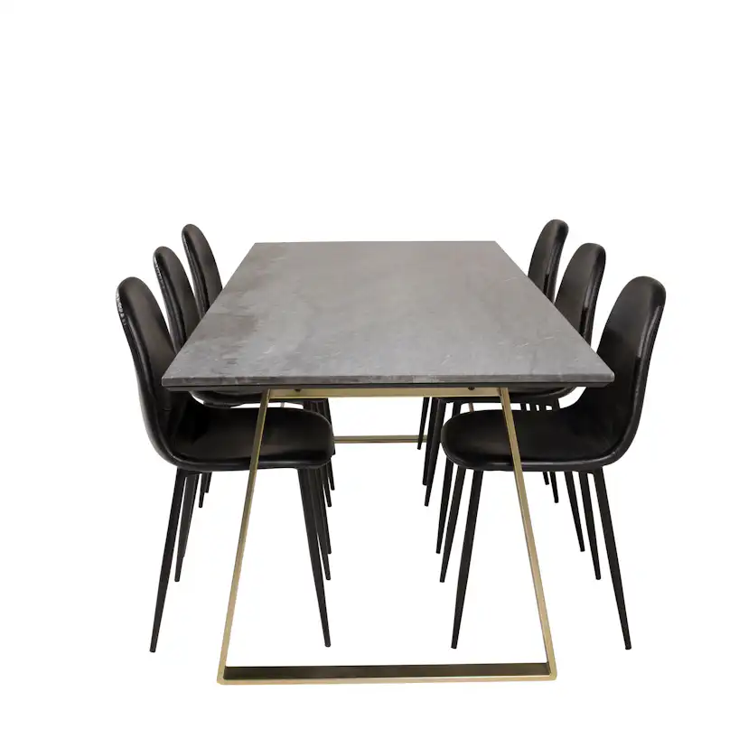 Matgrupp Venture Home Estelle 200 med 6 Pobbie Stolar Konstläder