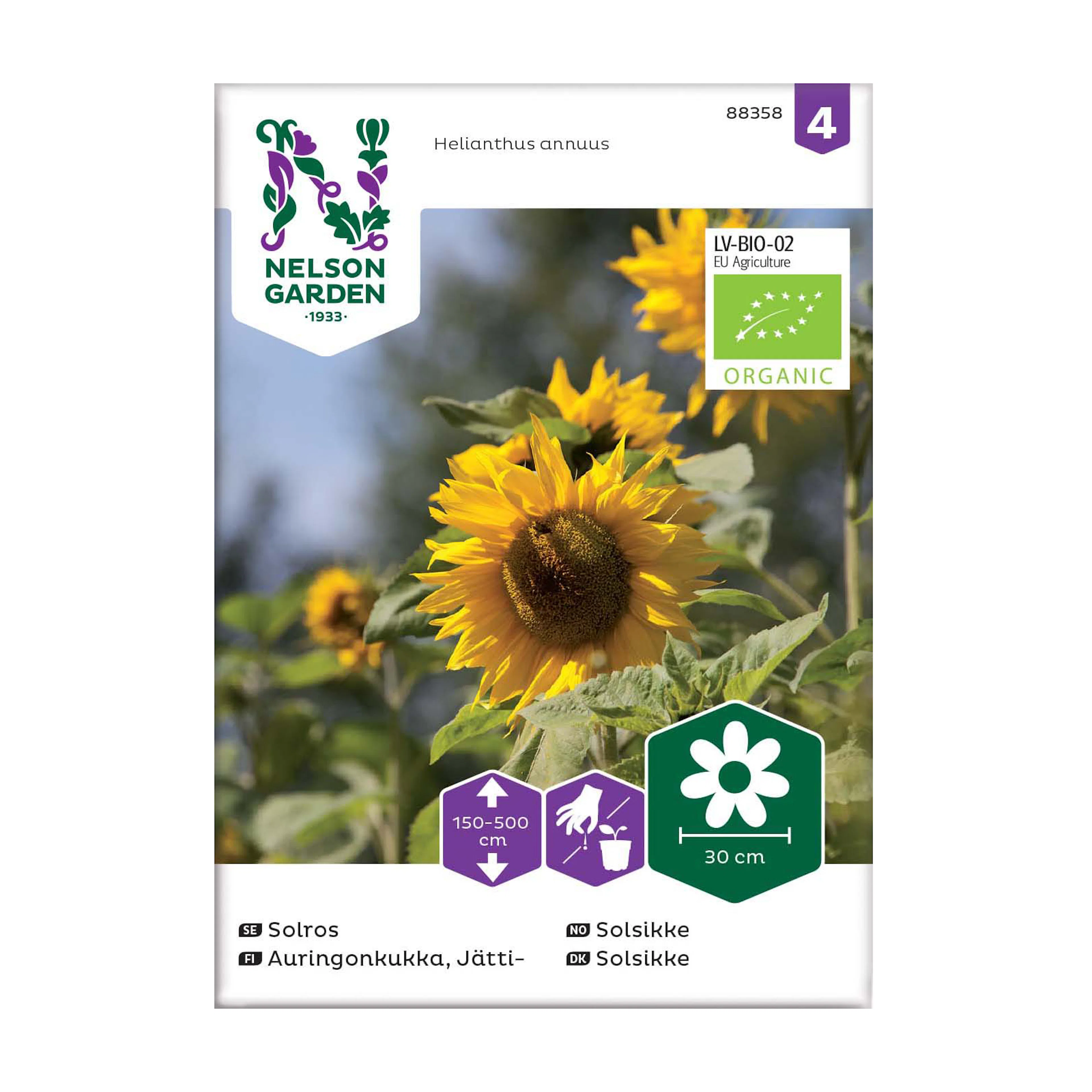 Frö Jättesolros Nelson Garden Organic