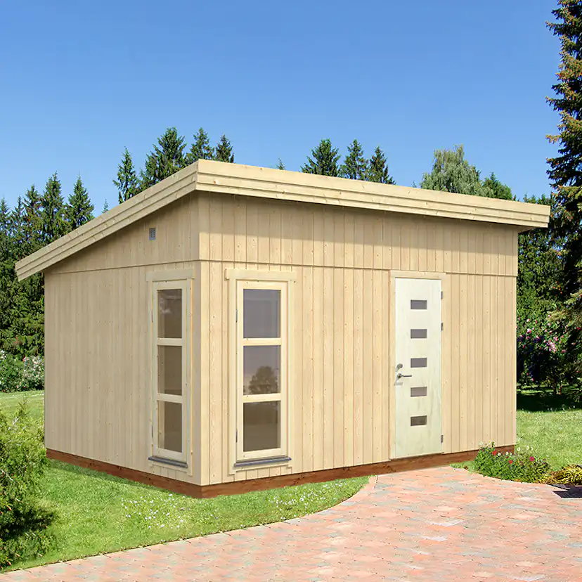 Friggebod Palmako Etta 13,6 m² Komplett Stuga med Pulpettak