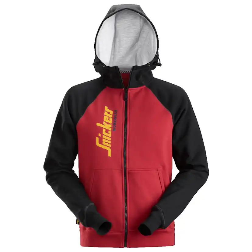 Hoodie Logo hel zip Storlek: XXXL, Färg: Chili red\Black
