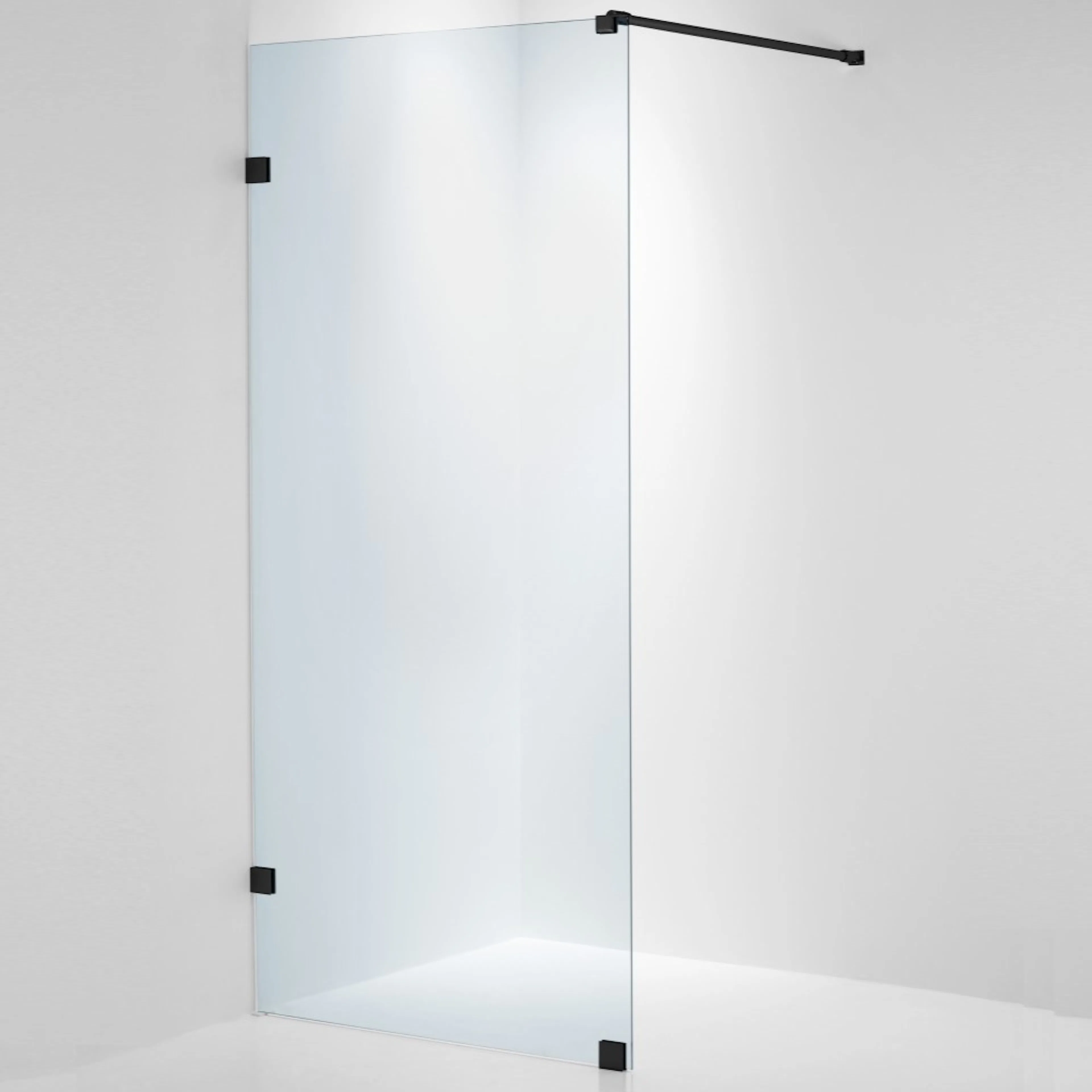 Design Vägg 690x1913 Svartkrom Klarglas 690x1913 mm, Svartkrom, Klarglas