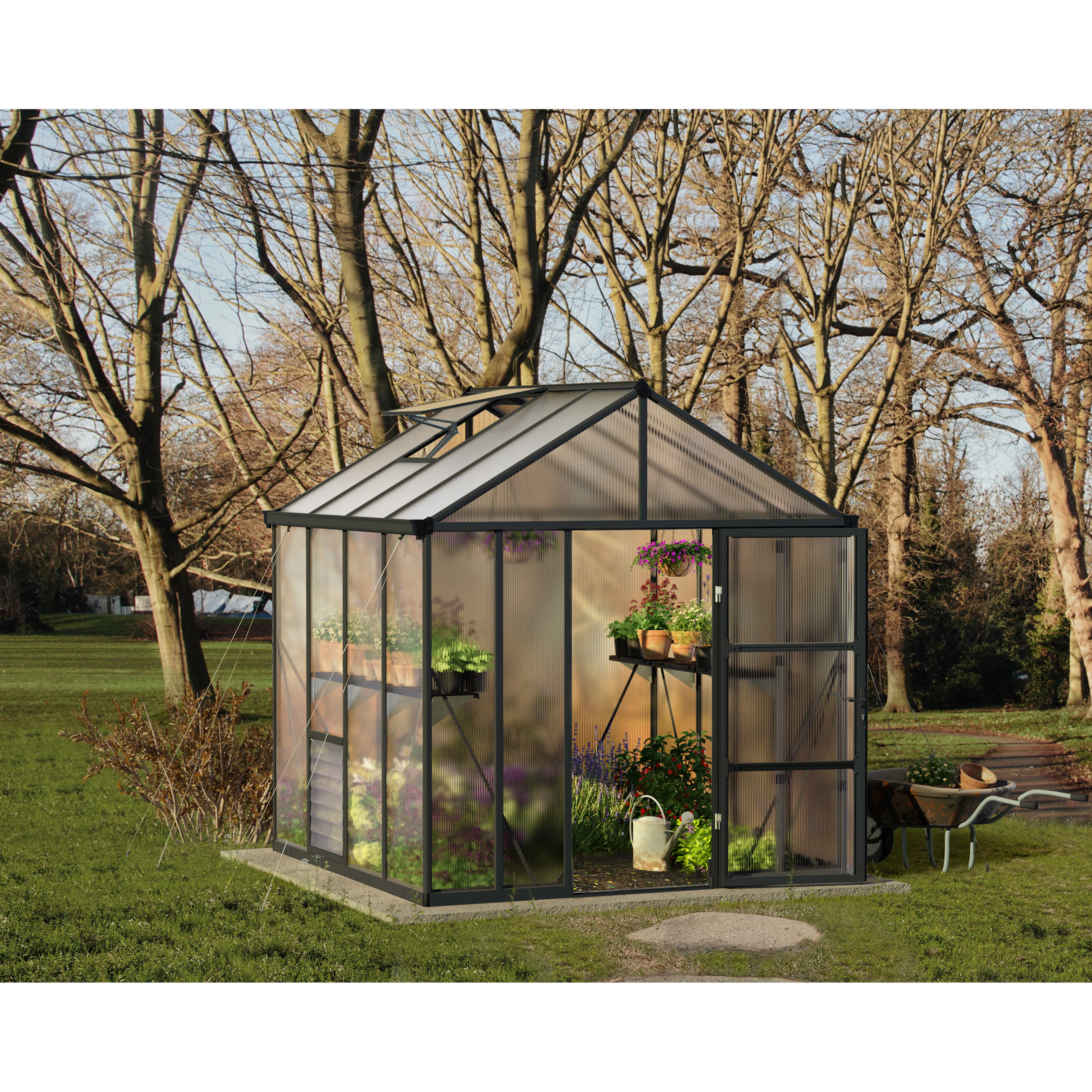 Växthus Canopia by Palram Glory Aluminiumram med UV-Skyddad Polykarbonat & Automatisk Ventilationsöppnare, 6,2 m²