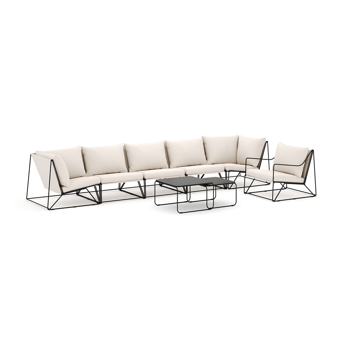 Loungesoffa Comfort Garden Usteryd utomhus rak 6-sits soffa med fåtölj