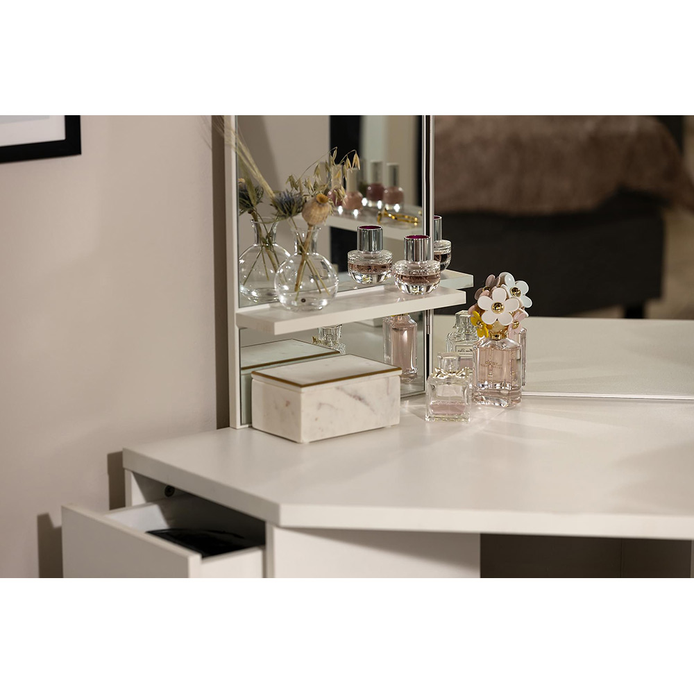 Sminkbord In Living Hidingsta med Spegel, Lådor & Pall