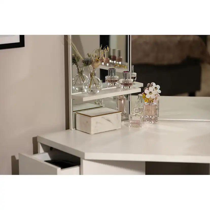 Sminkbord In Living Hidingsta med Spegel, Lådor & Pall