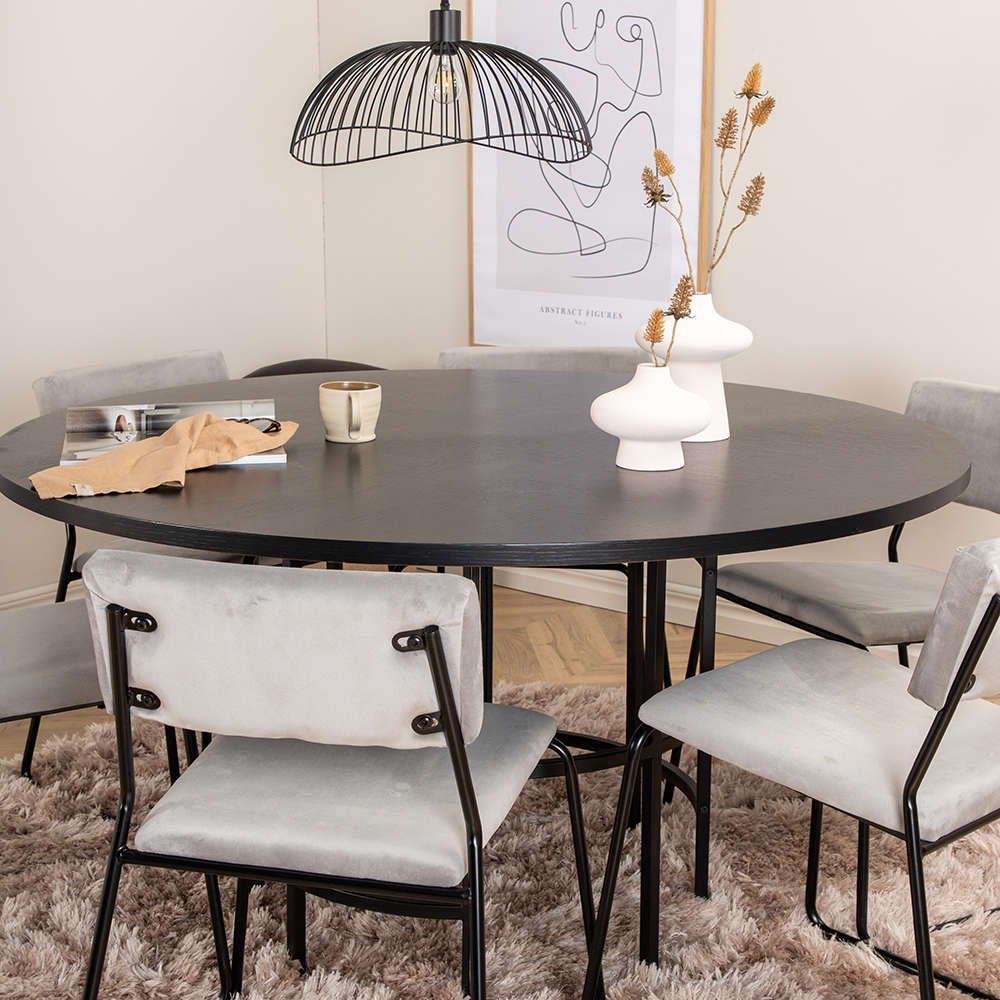 Copenhagen - Dining Table round - Black / Black+Kenth Chair Grå/Svart