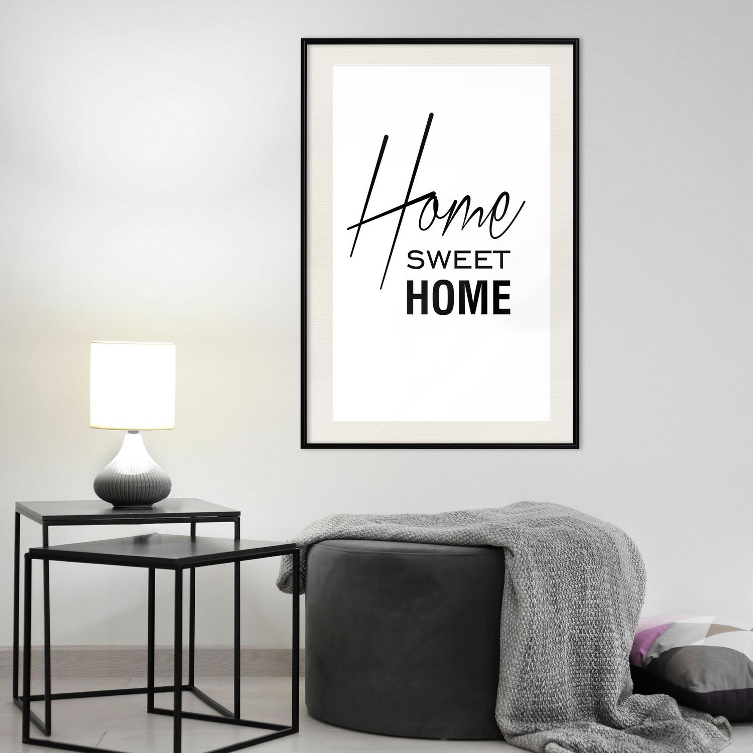 Affisch - Black and White: Home Sweet Home [Poster] 30x45 Svart ram med passepartout, 30x45 cm