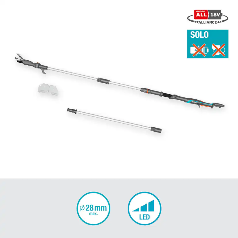 Teleskopisk Stångsax Gardena HighCut 360 Batteri P4A utan Batteri och Laddare