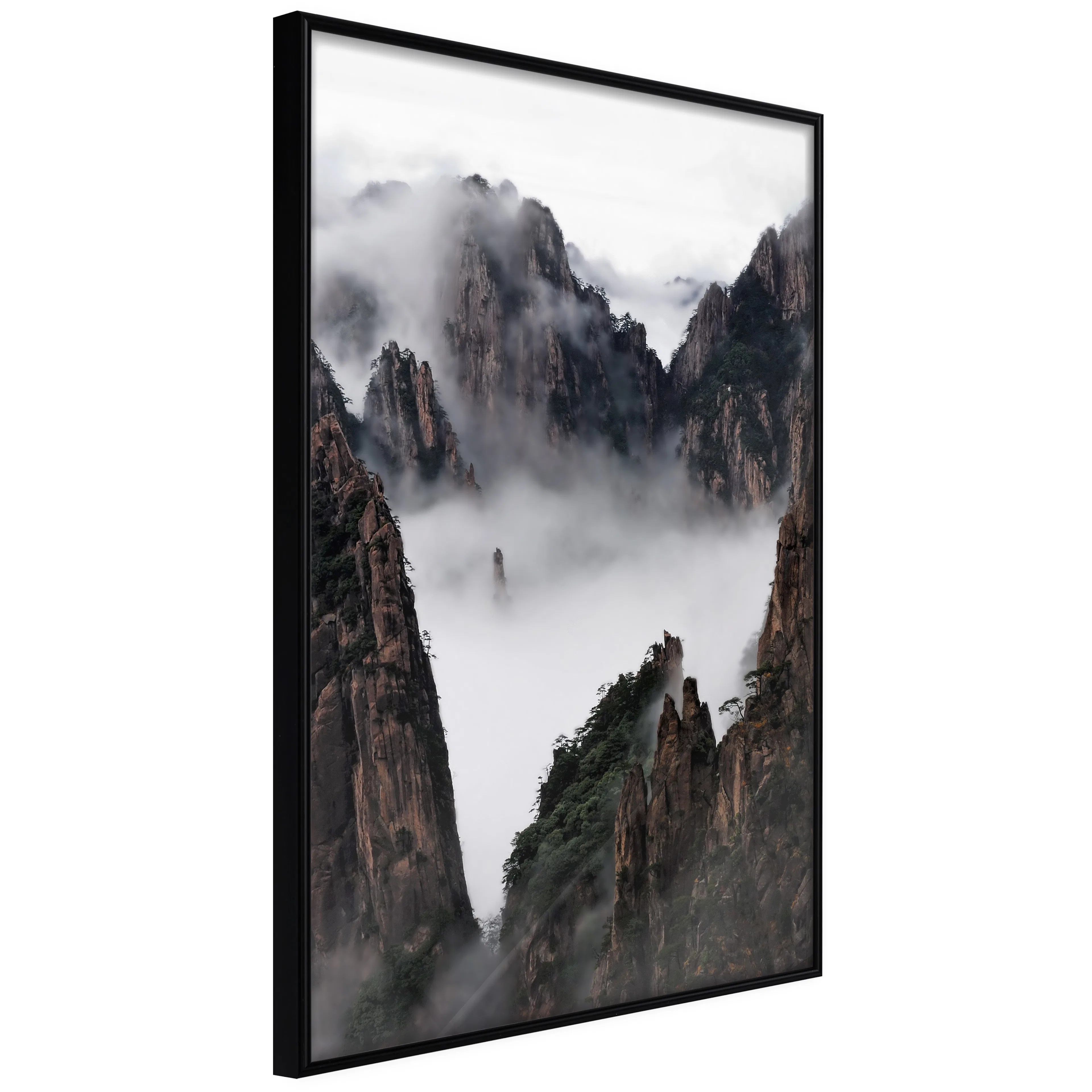 Affisch - Fog Over Huang Shan [Poster] 40x60 Svart ram, 40x60 cm