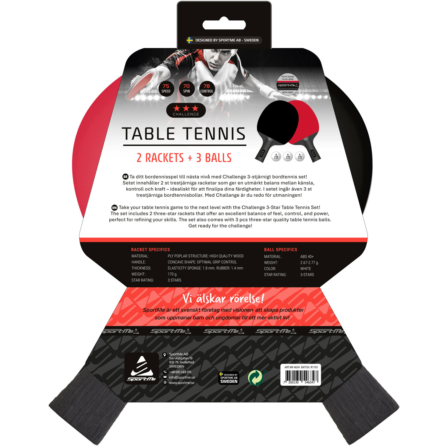 Bordtennisset SportMe Challenge 3-Stjärnigt