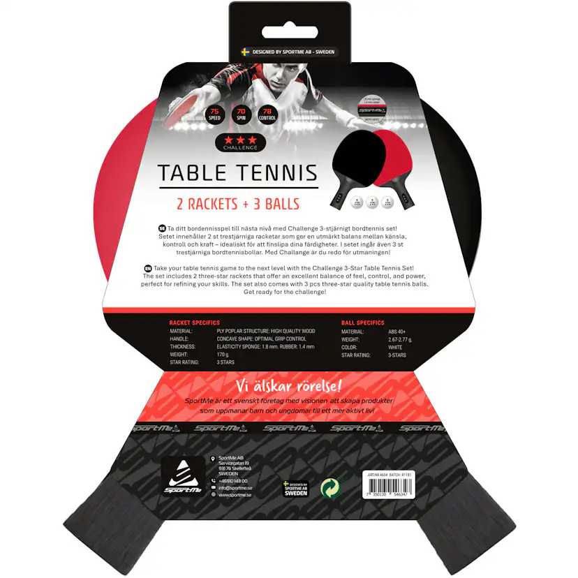 Bordtennisset SportMe Challenge 3-Stjärnigt