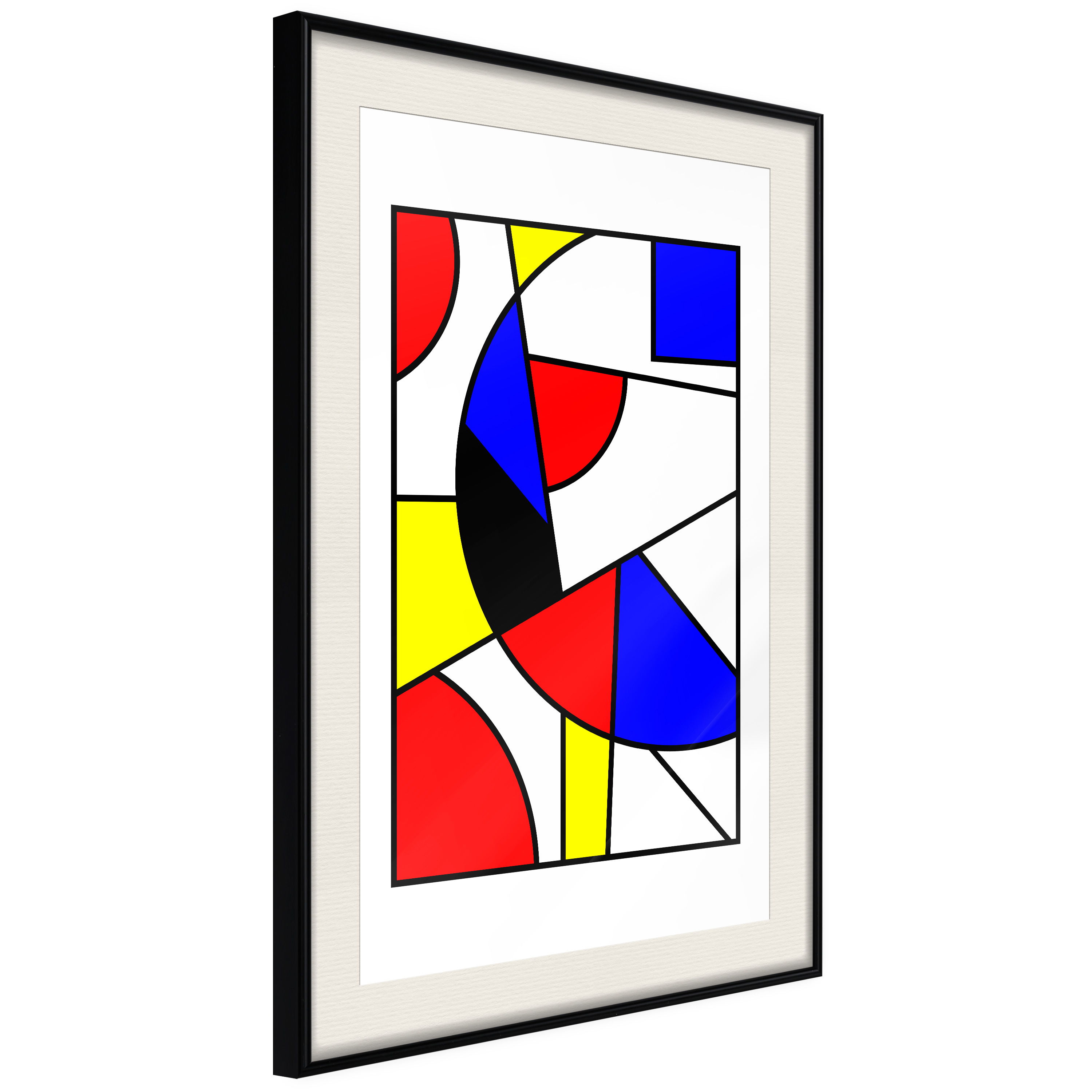 Affisch - Abstraction De Stijl [Poster] 30x45 Svart ram med passepartout, 30x45 cm