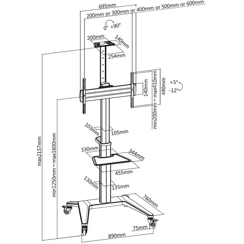 Golvstativ Mozi med hjul för 37-70 tum