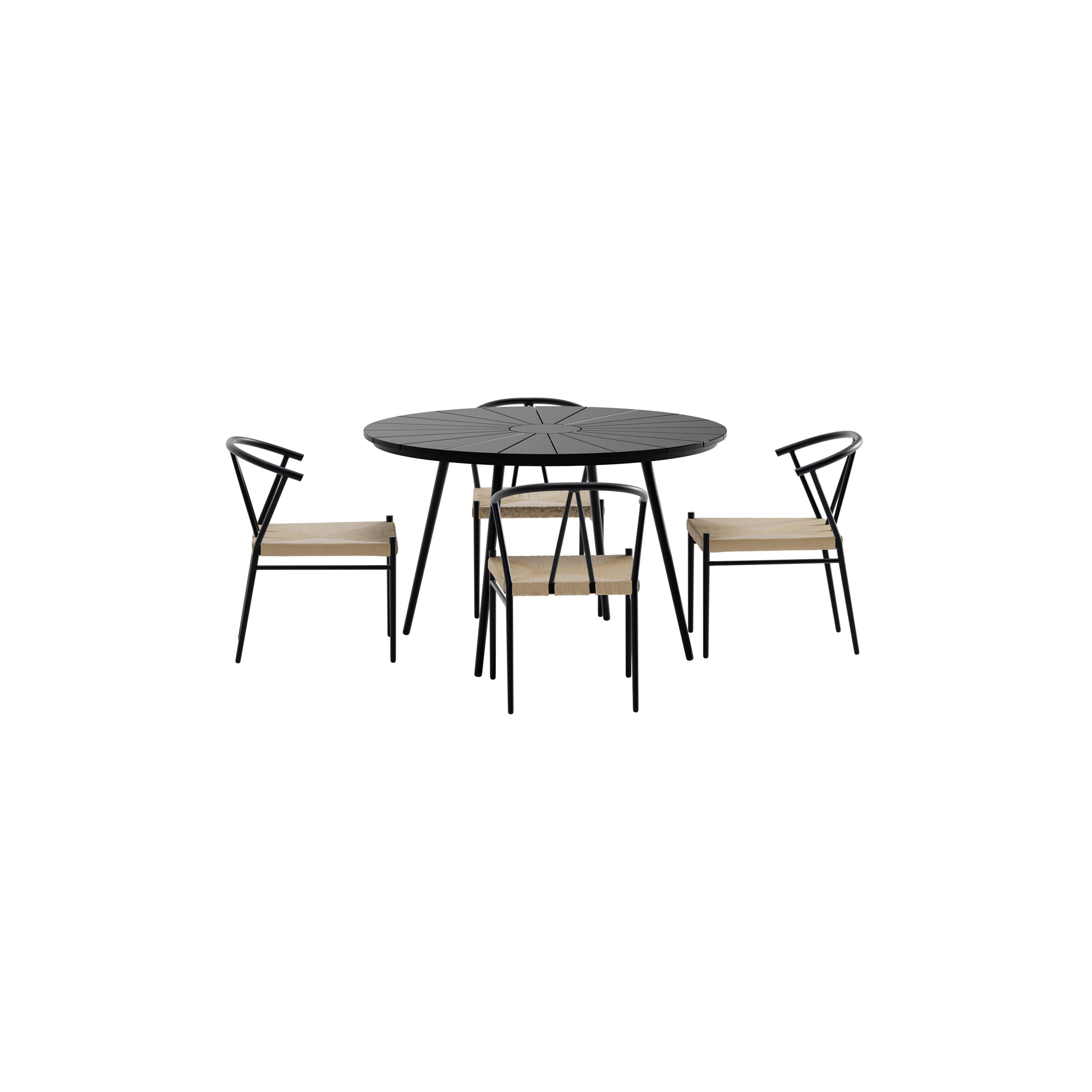 San Vito Table - Black with 4 Alfons Chair - Black Färg: Svart