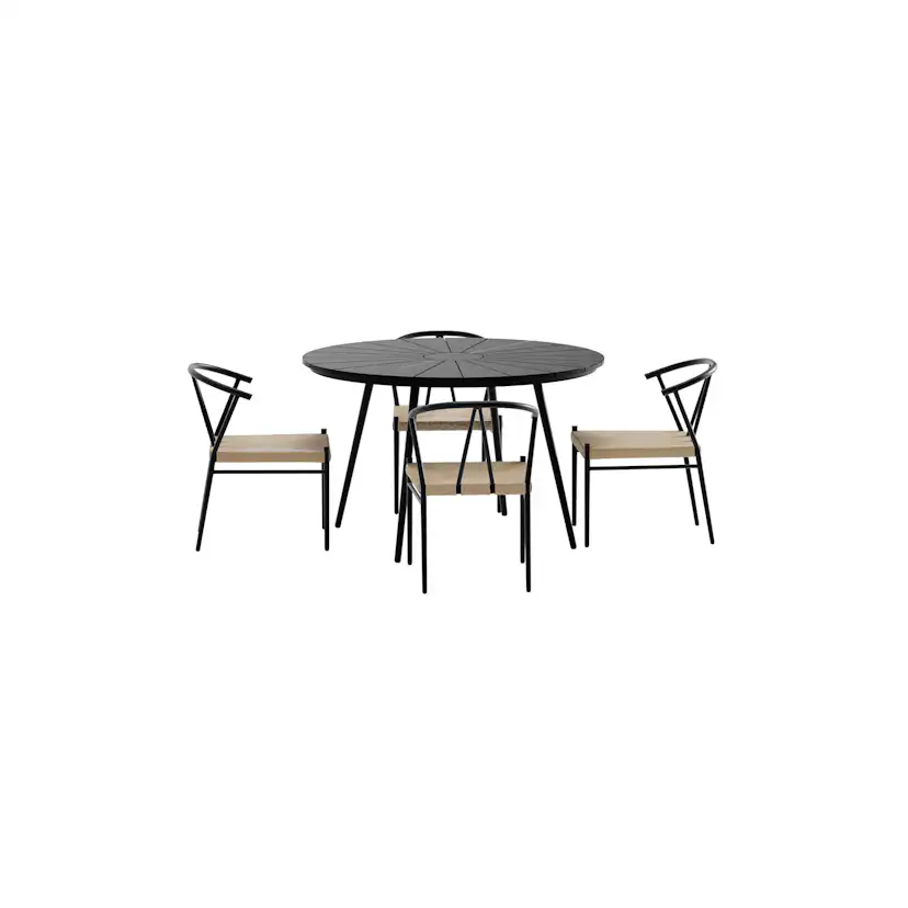 San Vito Table - Black with 4 Alfons Chair - Black Färg: Svart