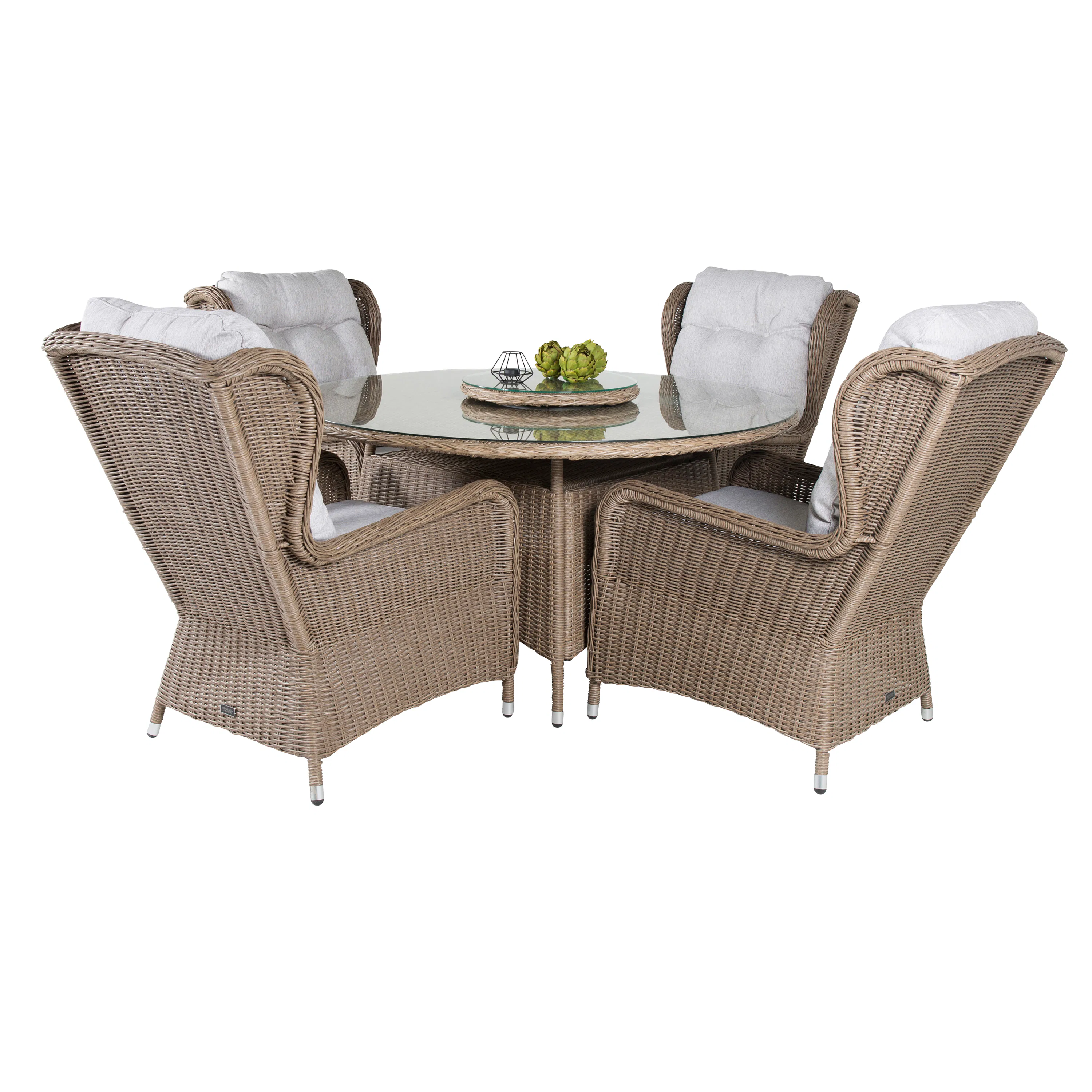 Matgrupp Venture Home Wanja Ø140 med 4 Matstolar Natur