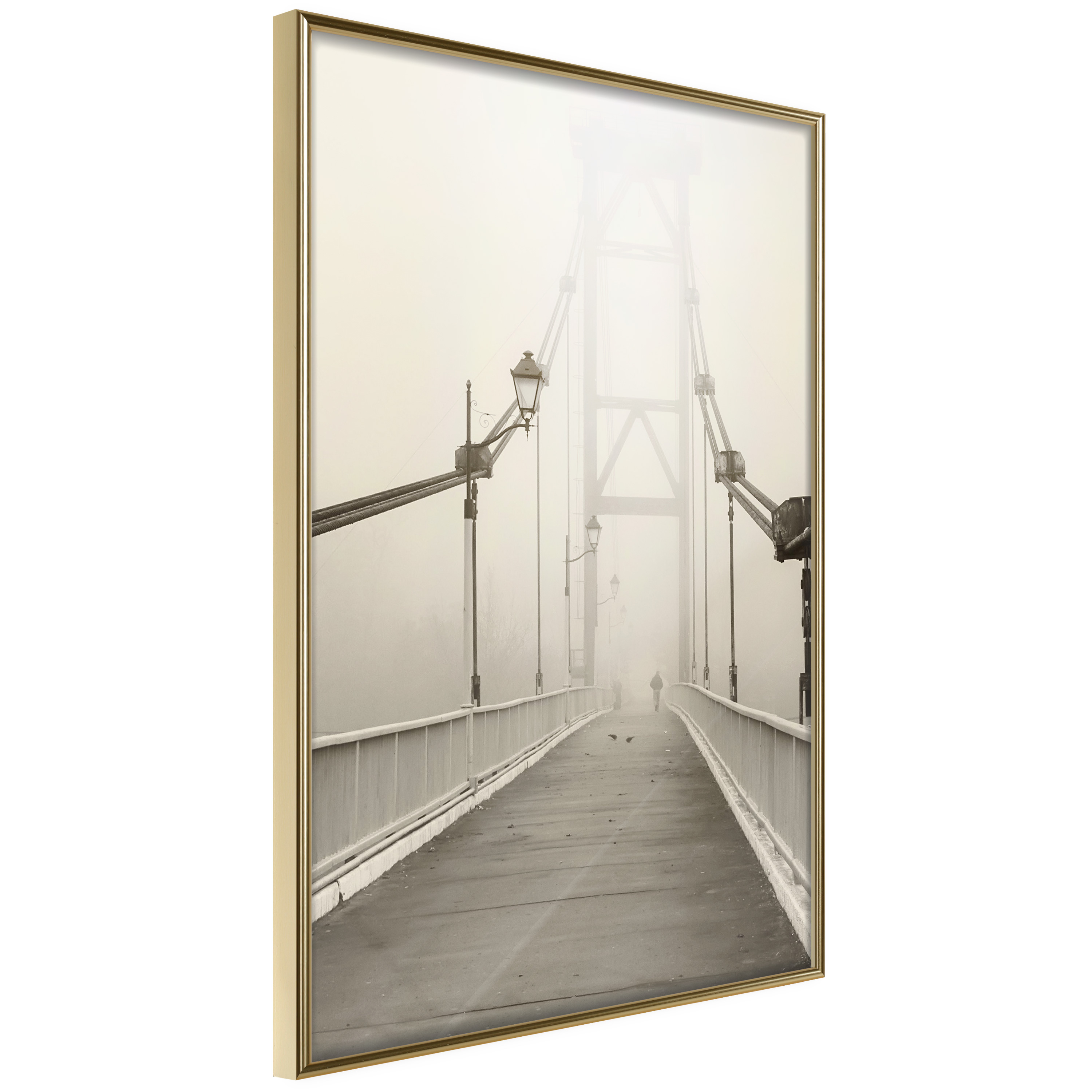 Affisch - Bridge in the Fog [Poster] 20x30 Guld ram, 20x30 cm