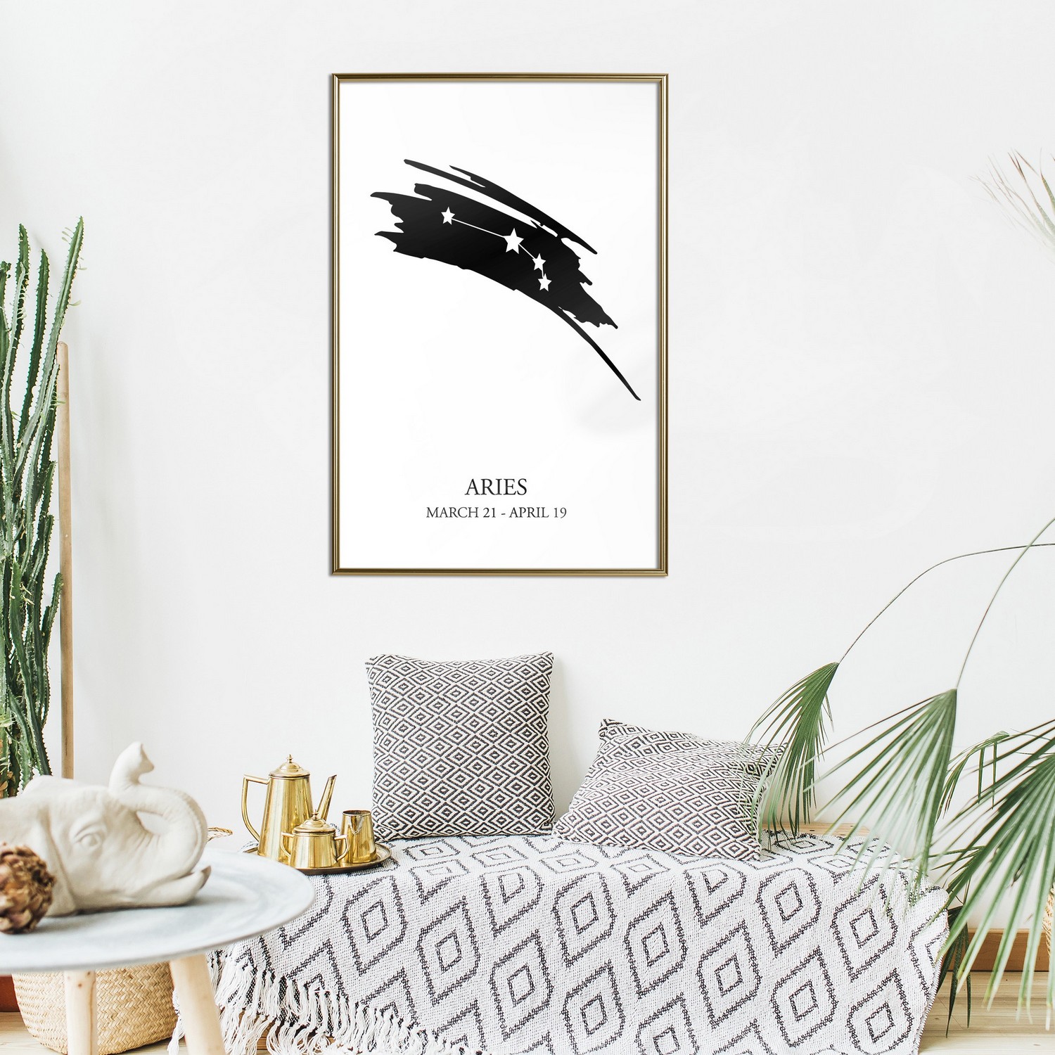 Affisch - Zodiac Signs: Aries [Poster] 40x60 Guld ram, 40x60 cm