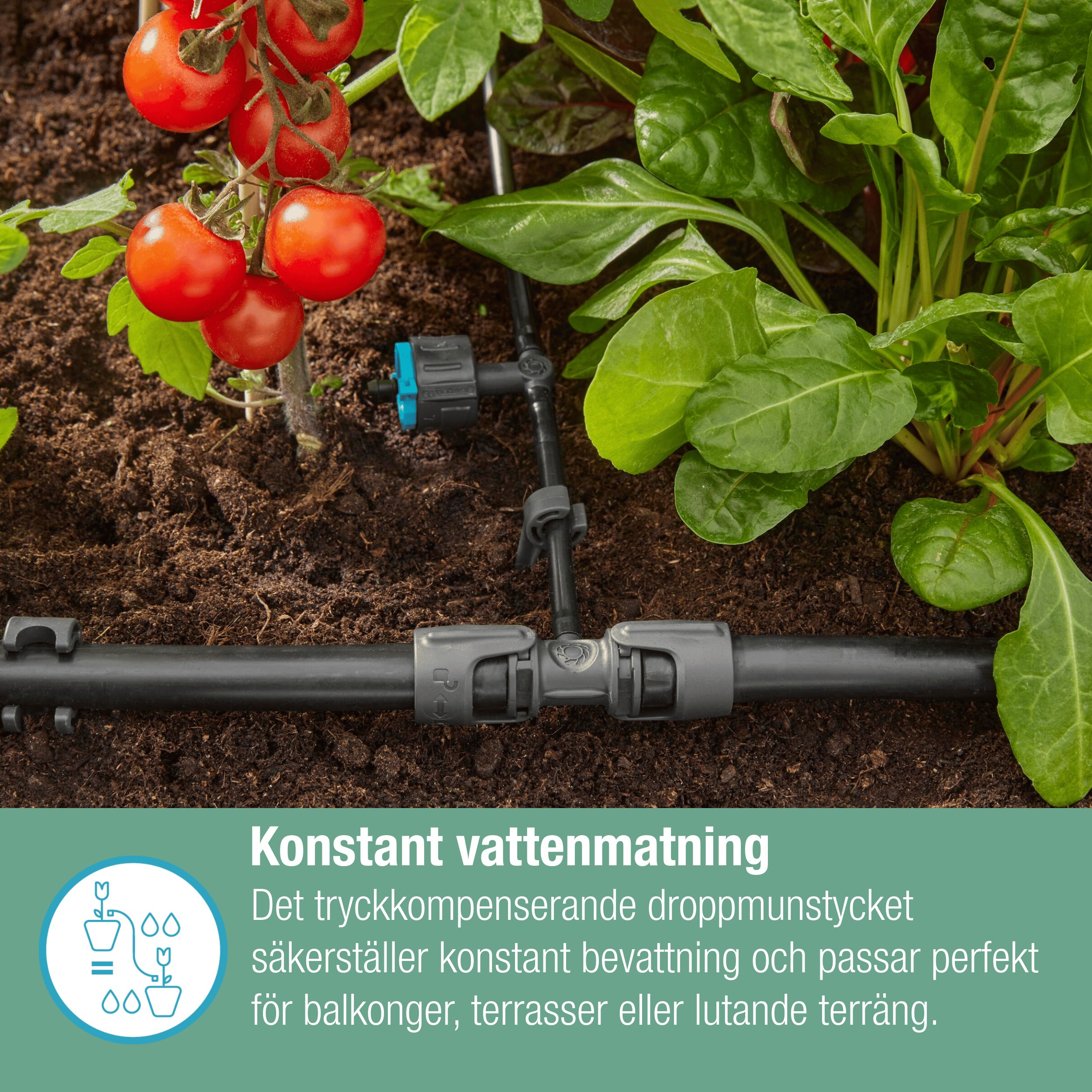 Droppspridare Gardena Micro-Drip Inline Ställbar Tryckreglerande