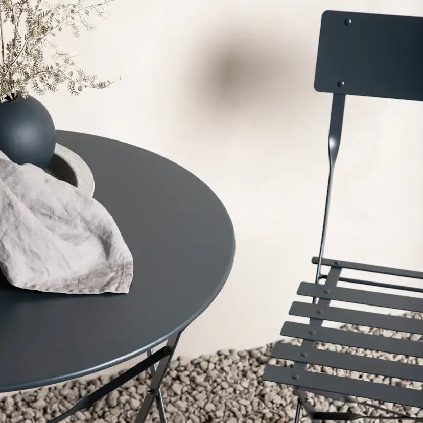Marsellie Foldable steel bistro set - Dark grey Mörkgrå