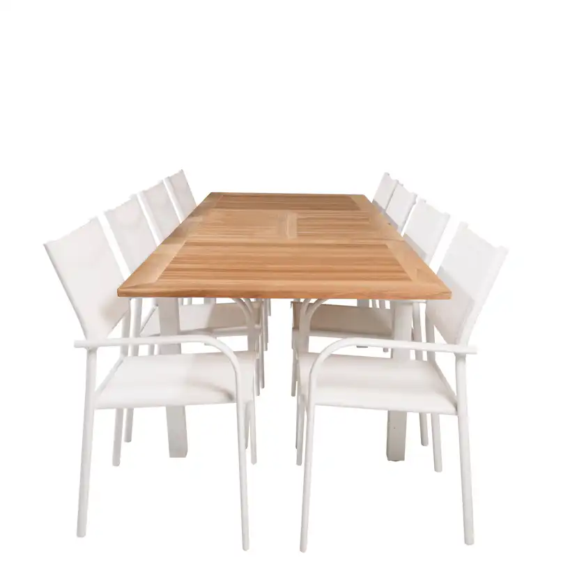 Panama Dining Table 160/240*90 - White Alu / Teak+Santorini Blanka Ben