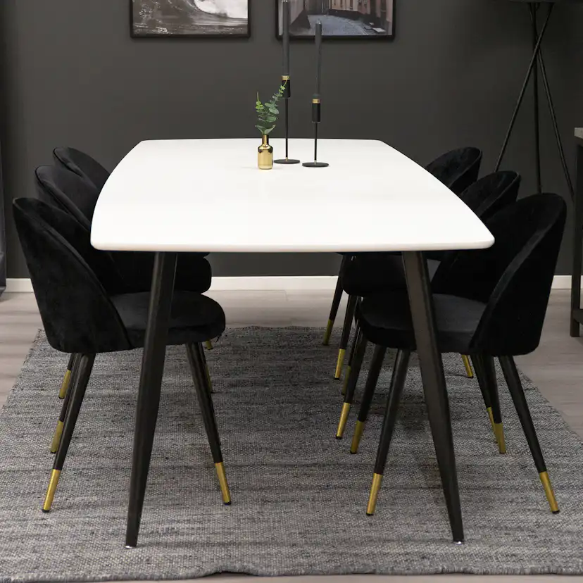 Polar Ellipse Dining Table+Velvet Dining Chair Svart/Mässing