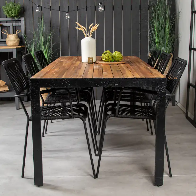 Bois Dining table 200*100cm - Black Legs / Acacia +Lindos A Trä/Svart