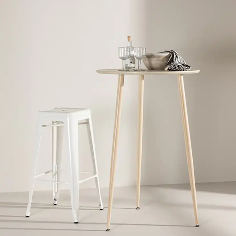 Plaza Bar Table ⌀70 - Whitewash / Vittvätt