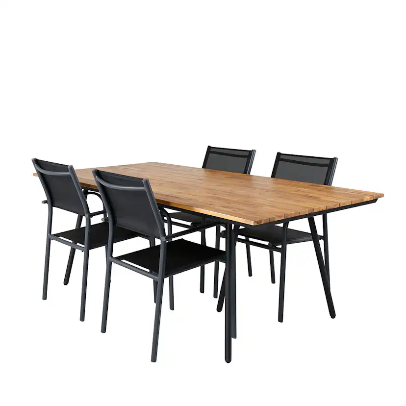Matgrupp Venture Home Chane med 4 Samba Stapelbara Matstolar