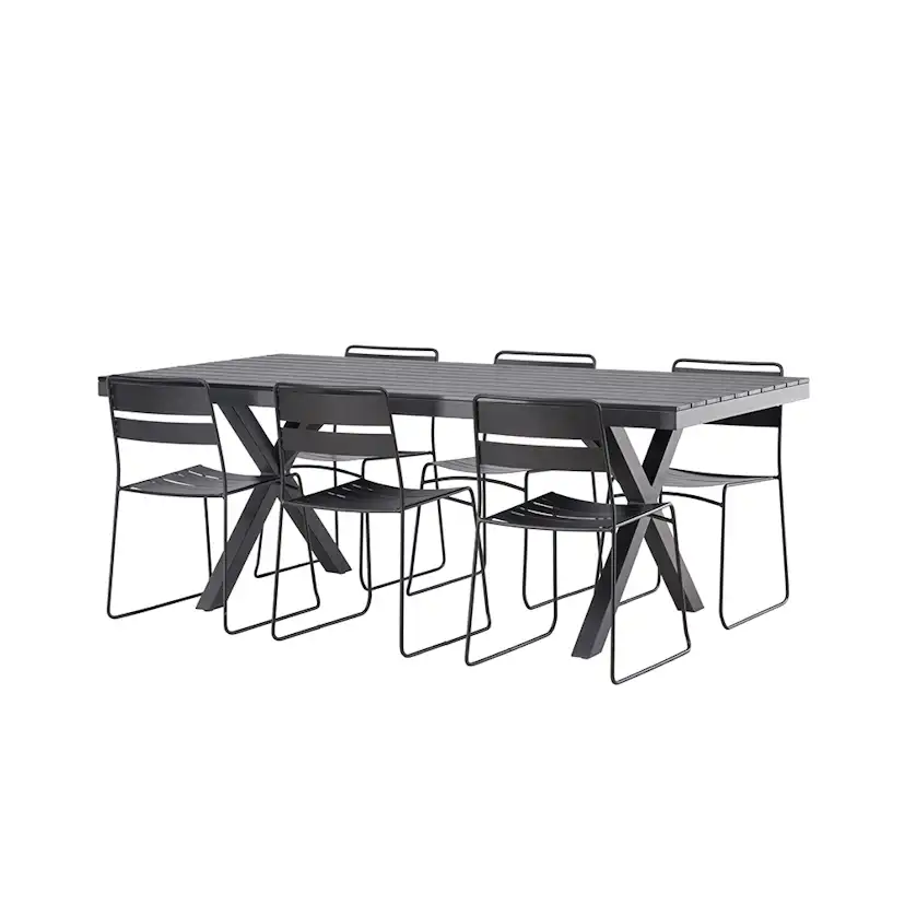 Garcia Diningtable Alumnium - Black / Rectangular 100*200* + Svart