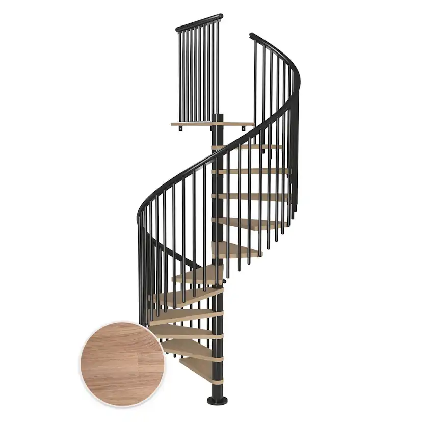 MONTREAL spiral ek vit oljad antracit CLASSIC5 12T Ø160 Antracit, Golv till golv höjd: 2700-3090 mm, 12+1 steg