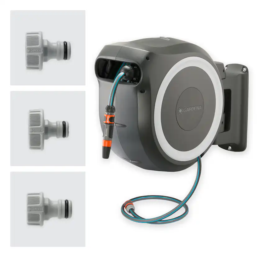Väggslangbox Gardena RollUp L Vit 30m med Extra Munstycke - Perfekt för Vattenslang & Trädgårdsslang