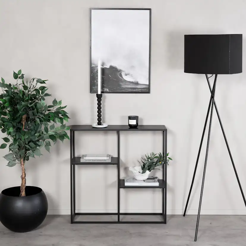 Avlastningsbord Venture Home Svart Staal med Öppet Hyllsystem i Pulverlackerat Stål