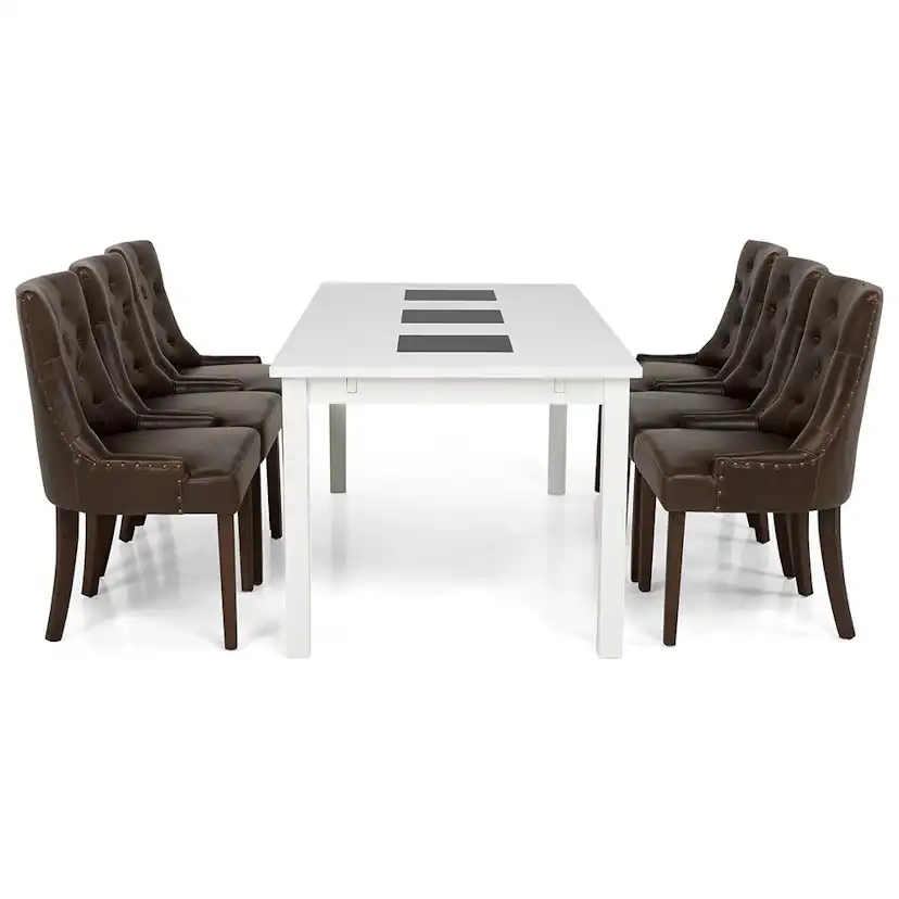 Matgrupp In Living Jasmin 180 cm med 6 Tuva Fåtölj Vit/Brun