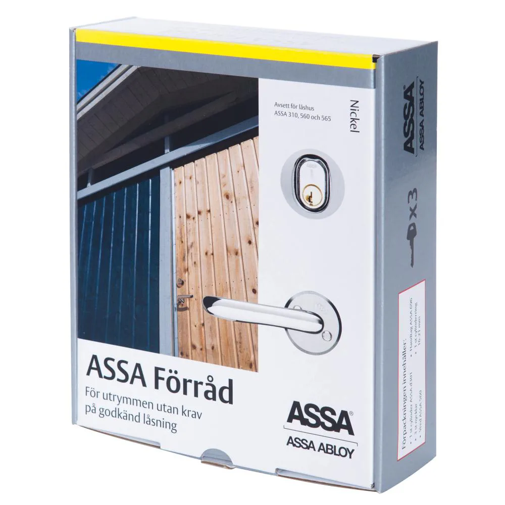 Förrådspaket ASSA ABLOY Nickel Bas Komplett Låssats för Förråd