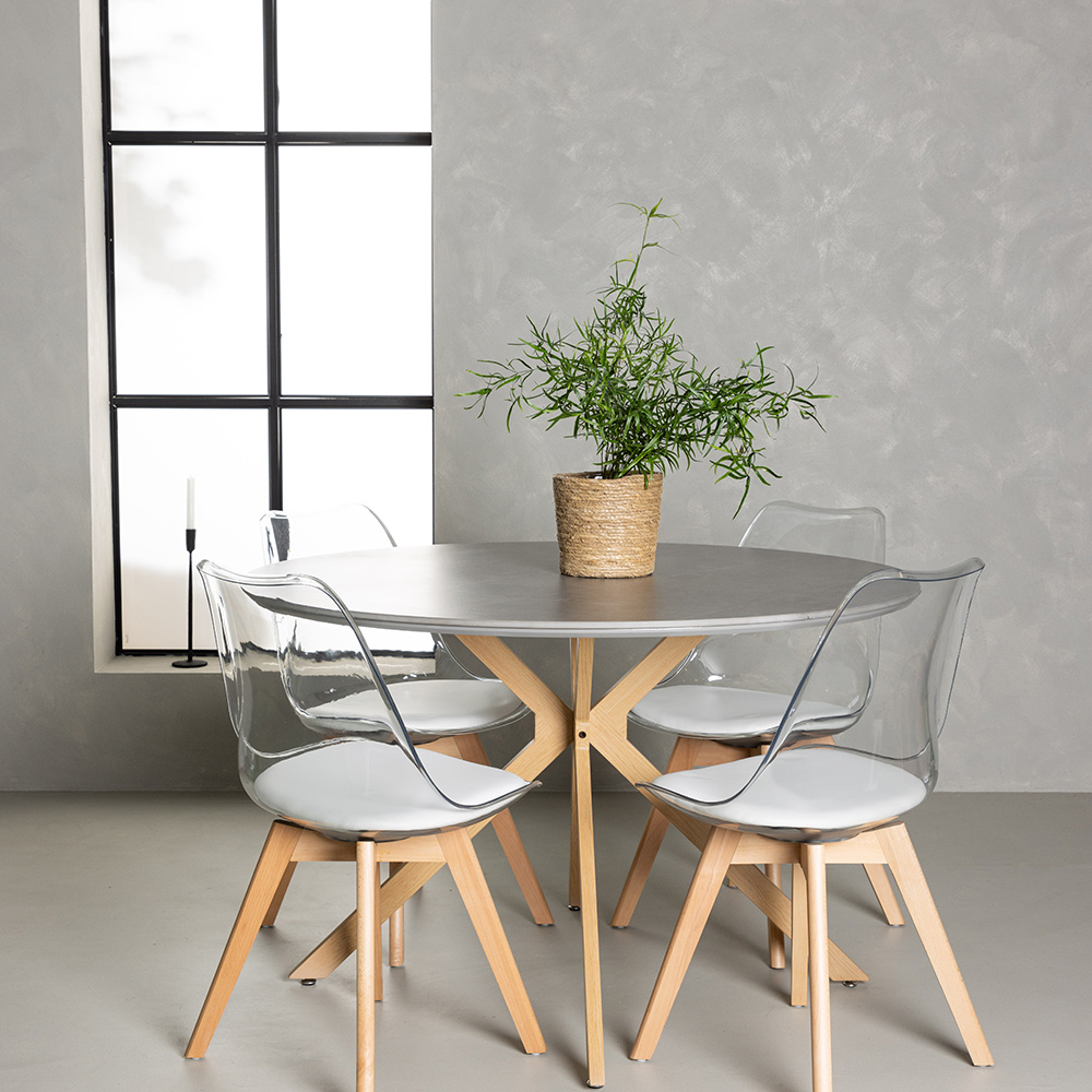 Matgrupp Venture Home Piazza Ø120 cm med 4 st Edvin stolar