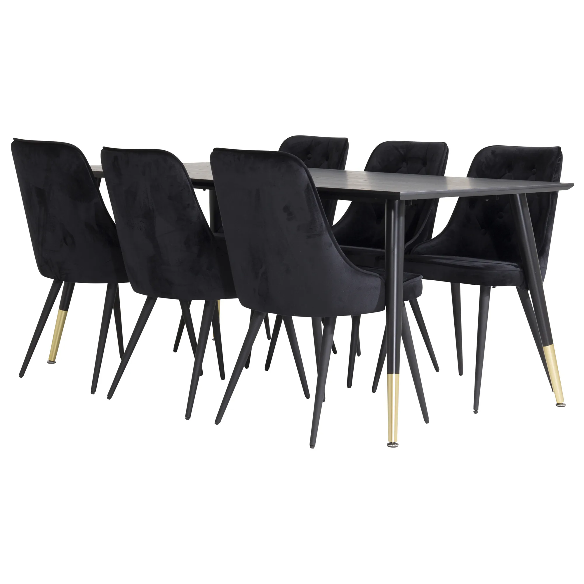 Matgrupp Venture Home Dipp med 6 Velvet Deluxe Sammet Stolar